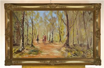 Rider in autumnal forest - Eduard Klug