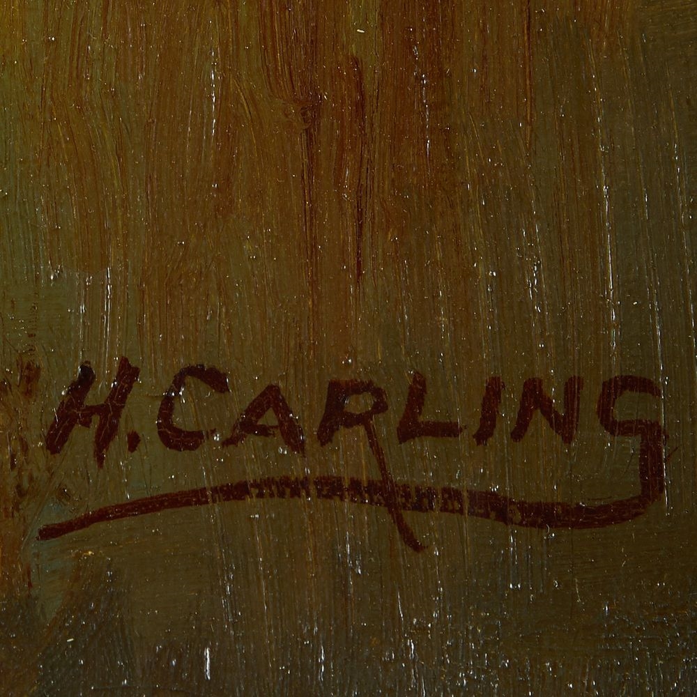 Artwork by Henry Carling, Henry Carling Barbizon Painting Sunset, Made of Oil on canvas