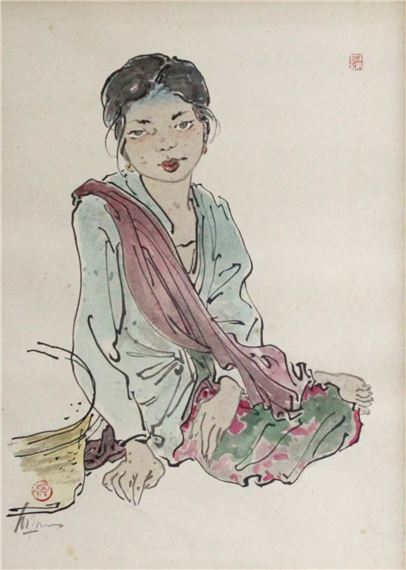Seated Lady by Lee Man Fong