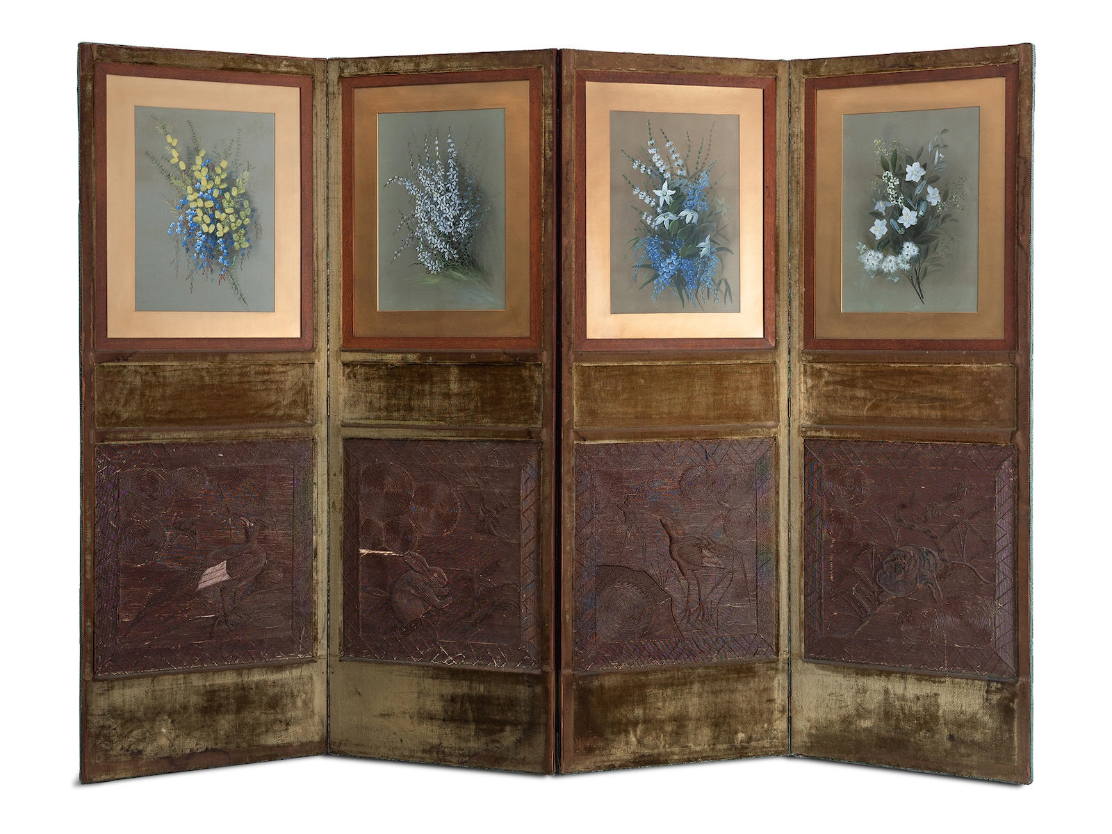 Decorated Screen with Wildflowers by Marian Ellis Rowan, circa1880