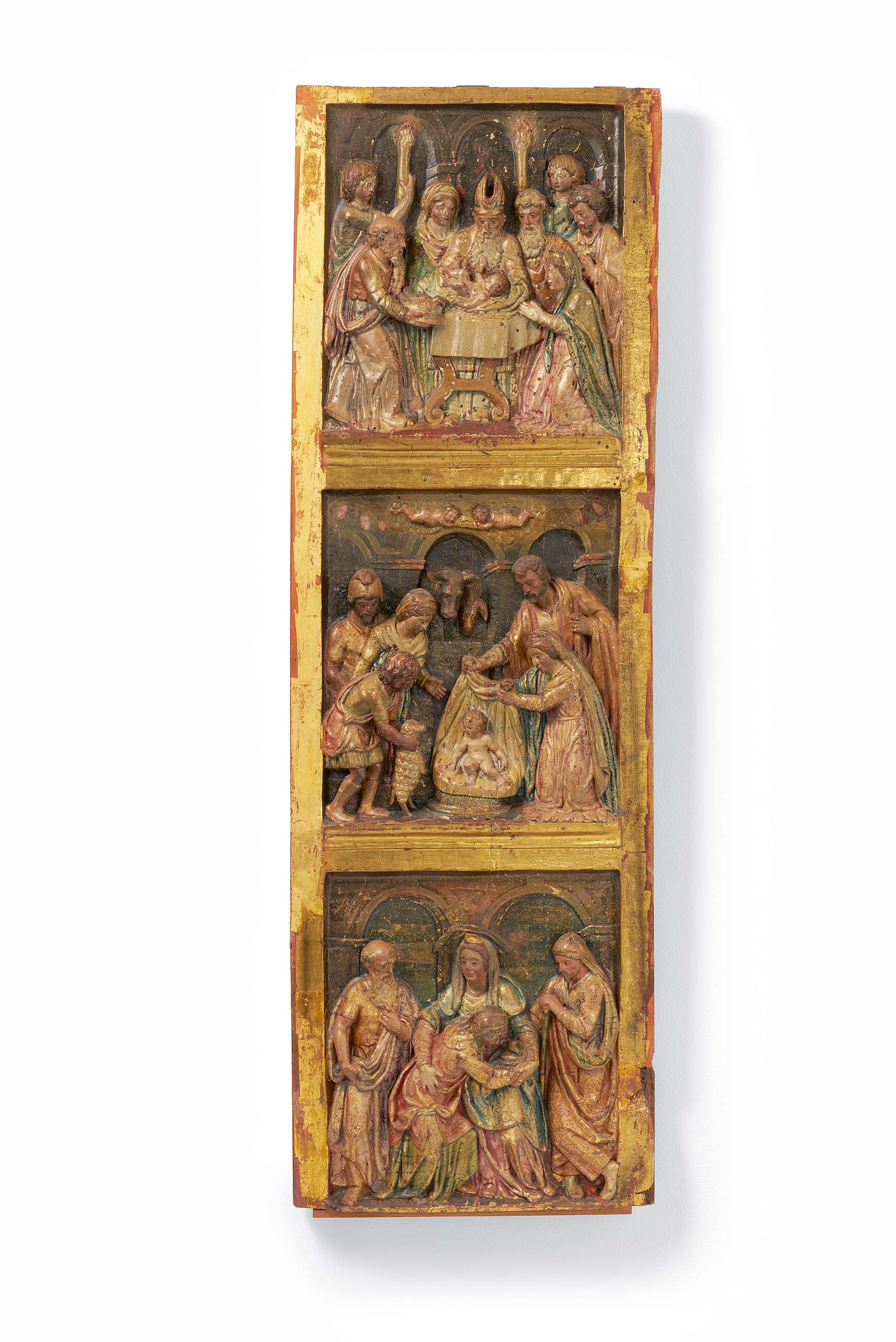 Panel with Three Scenes from the Childhood of Christ from an Altar Reredos. by Spanish School, 16th Century
