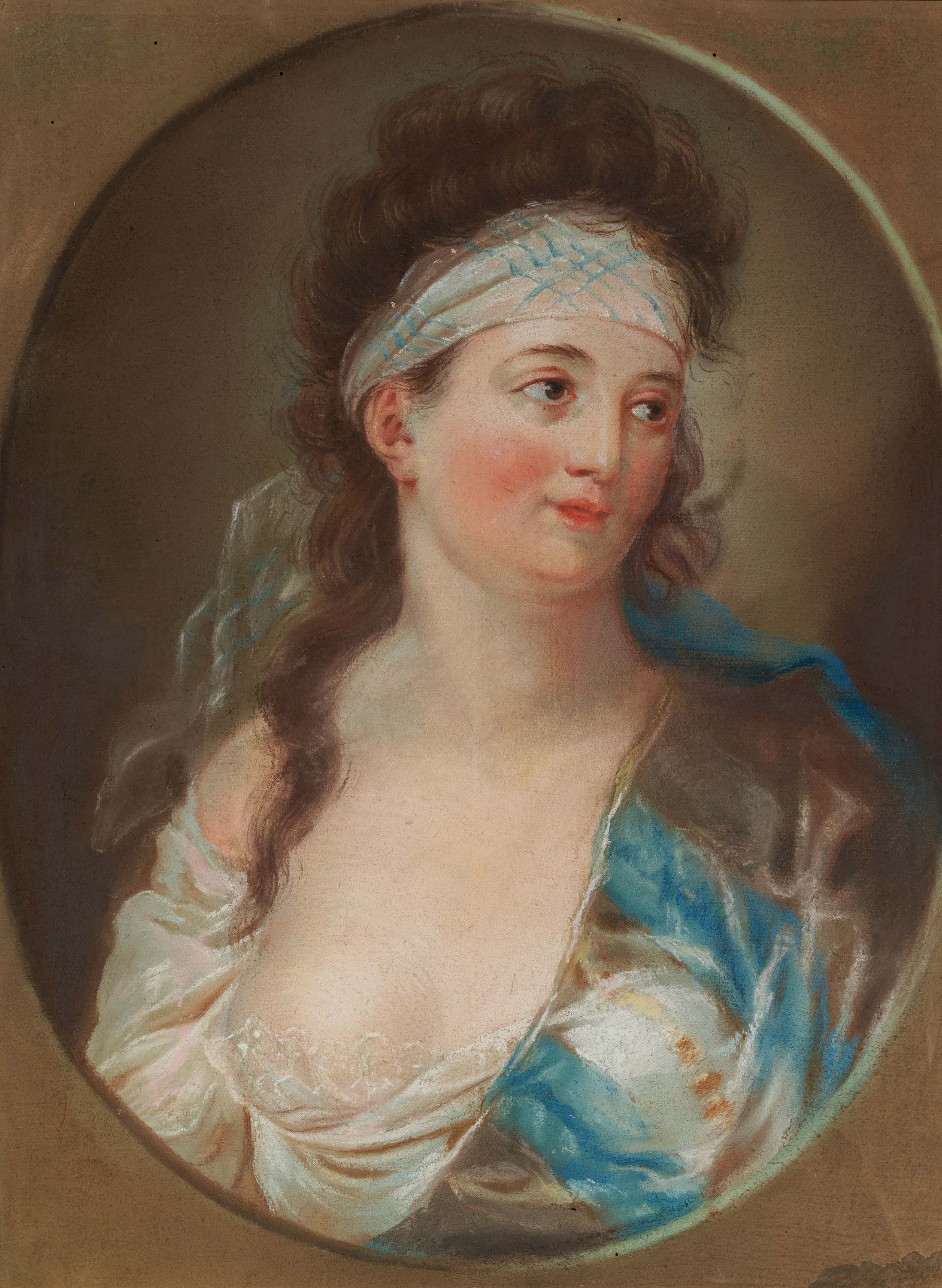 Artwork by Anna Dorothea Therbusch, Portrait of a Lady (the Dancer Anna Frederica Heinel?)., Made of Pastel on paper