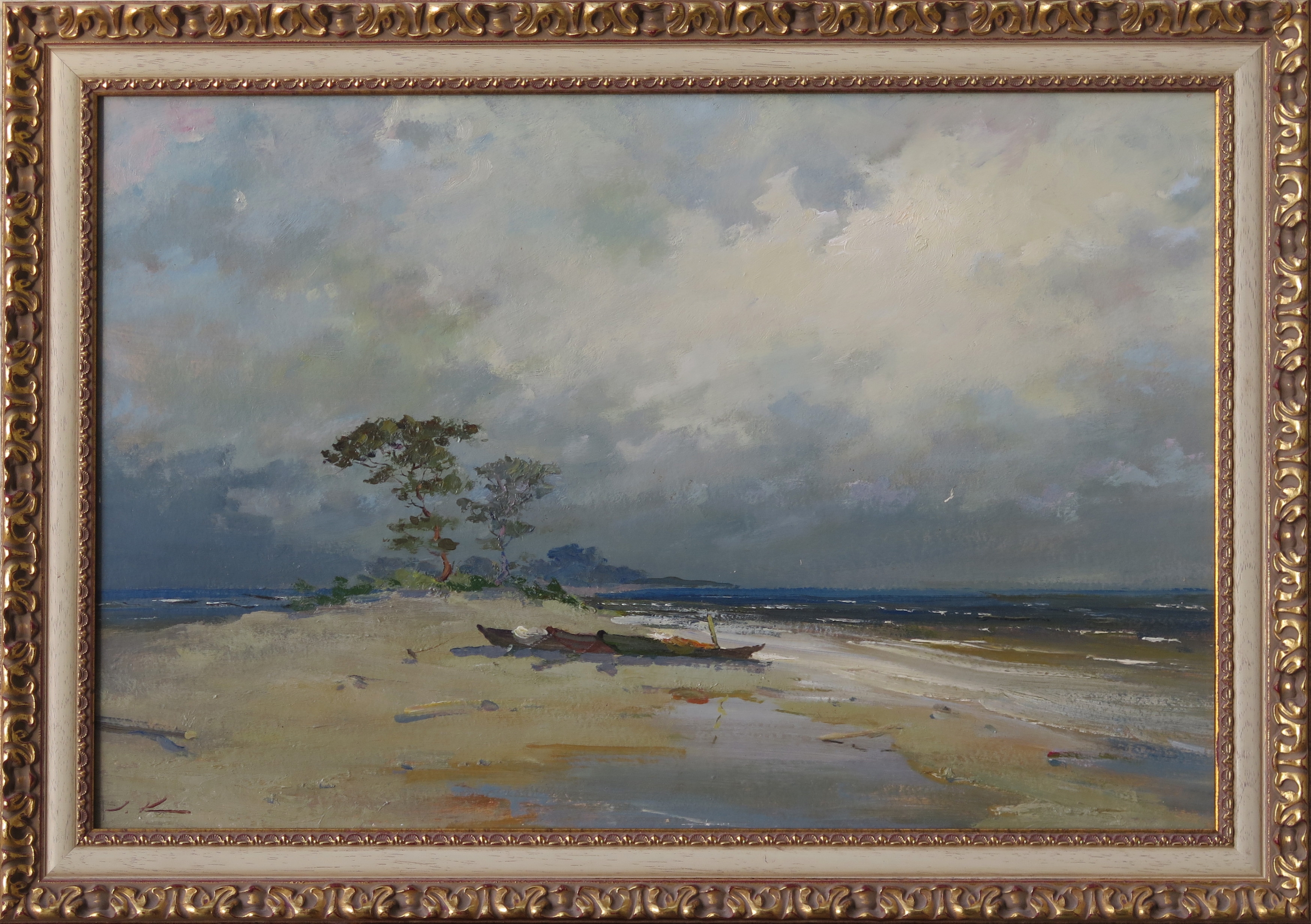 Artwork by Stanislavs Kreics, Jūras vējš, Made of cardboard, oil