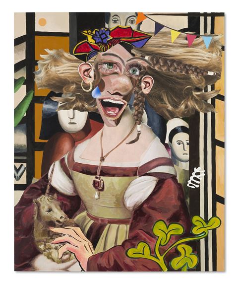 Woman with her Pet by Allison Zuckerman, 2017, Executed in 2017