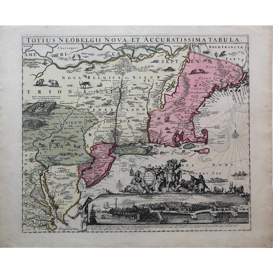 Artwork by Hugo Allard I, Totius NeoBelgii Nova et Accuratissima Tabula., Made of Engraving with original hand color.