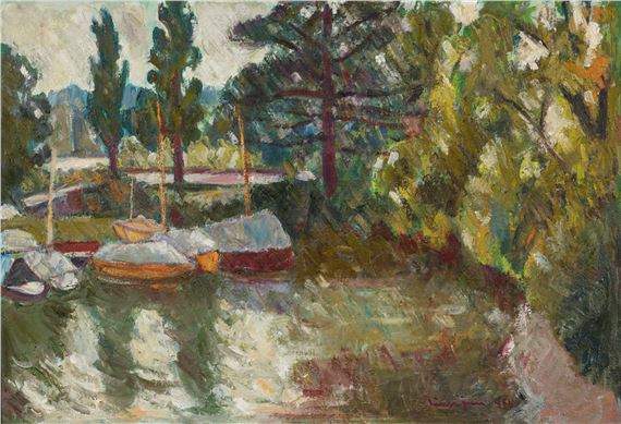 Bootshafen am Bodenseeufer by Carl Walter Liner, 1944