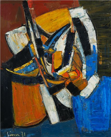 Komposition orange-blau-weiss by Carl Walter Liner, 1971