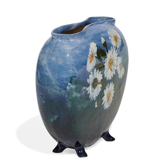 Rookwood Pottery Limoges style pillow vase with daisy decoration done