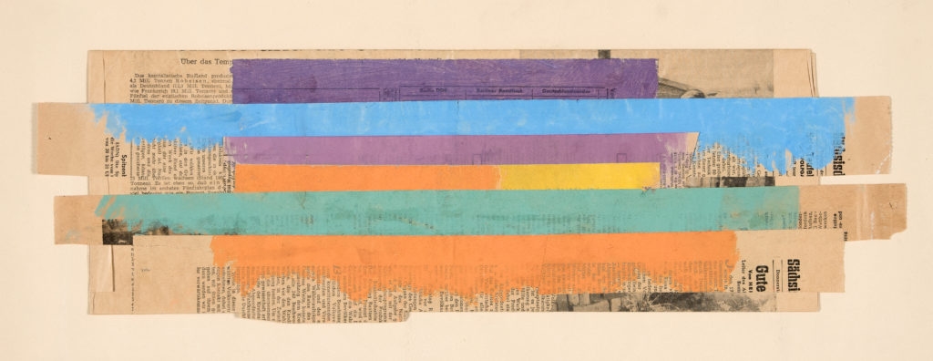 Artwork by Hermann Glöckner, Horizontale Farbstreifen, gestuft, Made of Tempera over collaged newspaper
