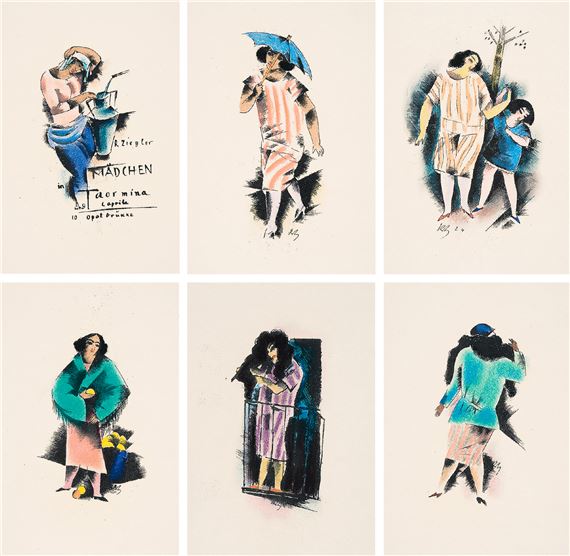 Sechs Blatt der Mappe "Mädchen in Taormina und Caprile"