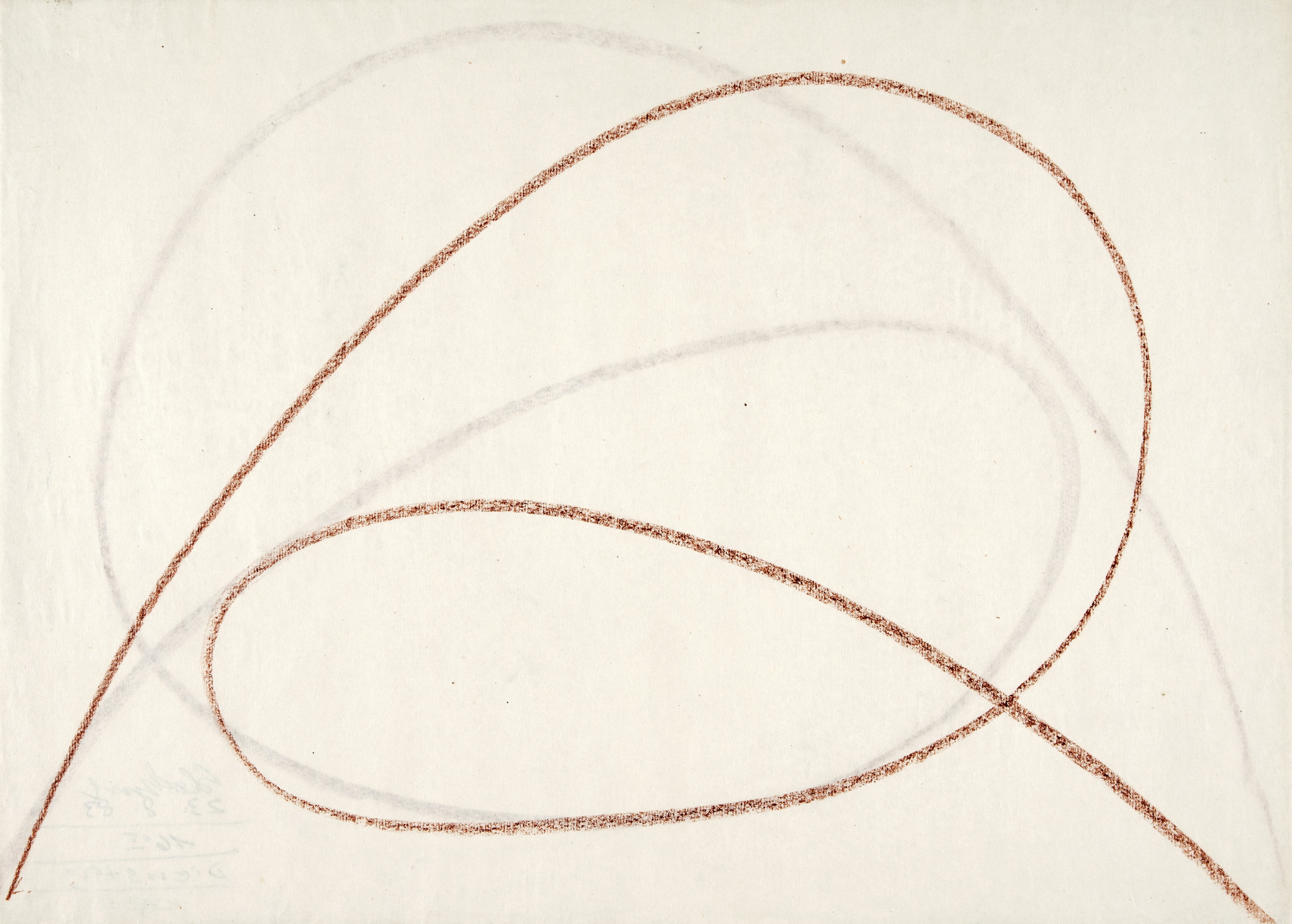 Artwork by Hermann Glöckner, Schwung in Braun, nach rechts, Made of Colored chalk, both sides, on imitation Japan