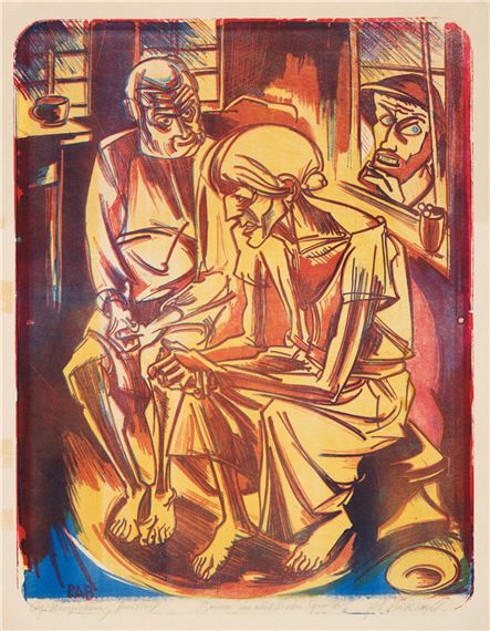 Bauern im nächtlichen Gewitter by Peter August Böckstiegel, 1920