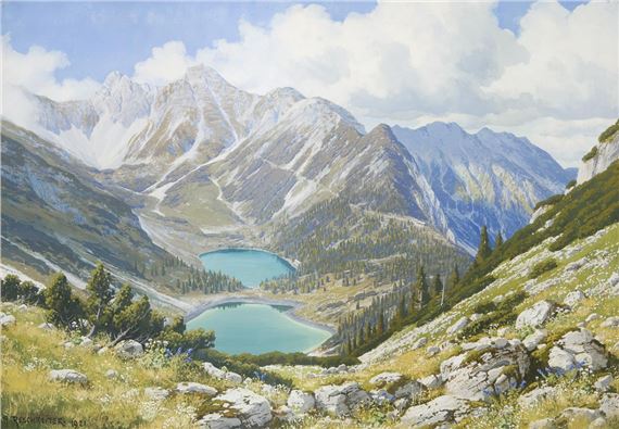 Soierseen with Schöttelkarspitze by Rudolf Reschreiter, 1921