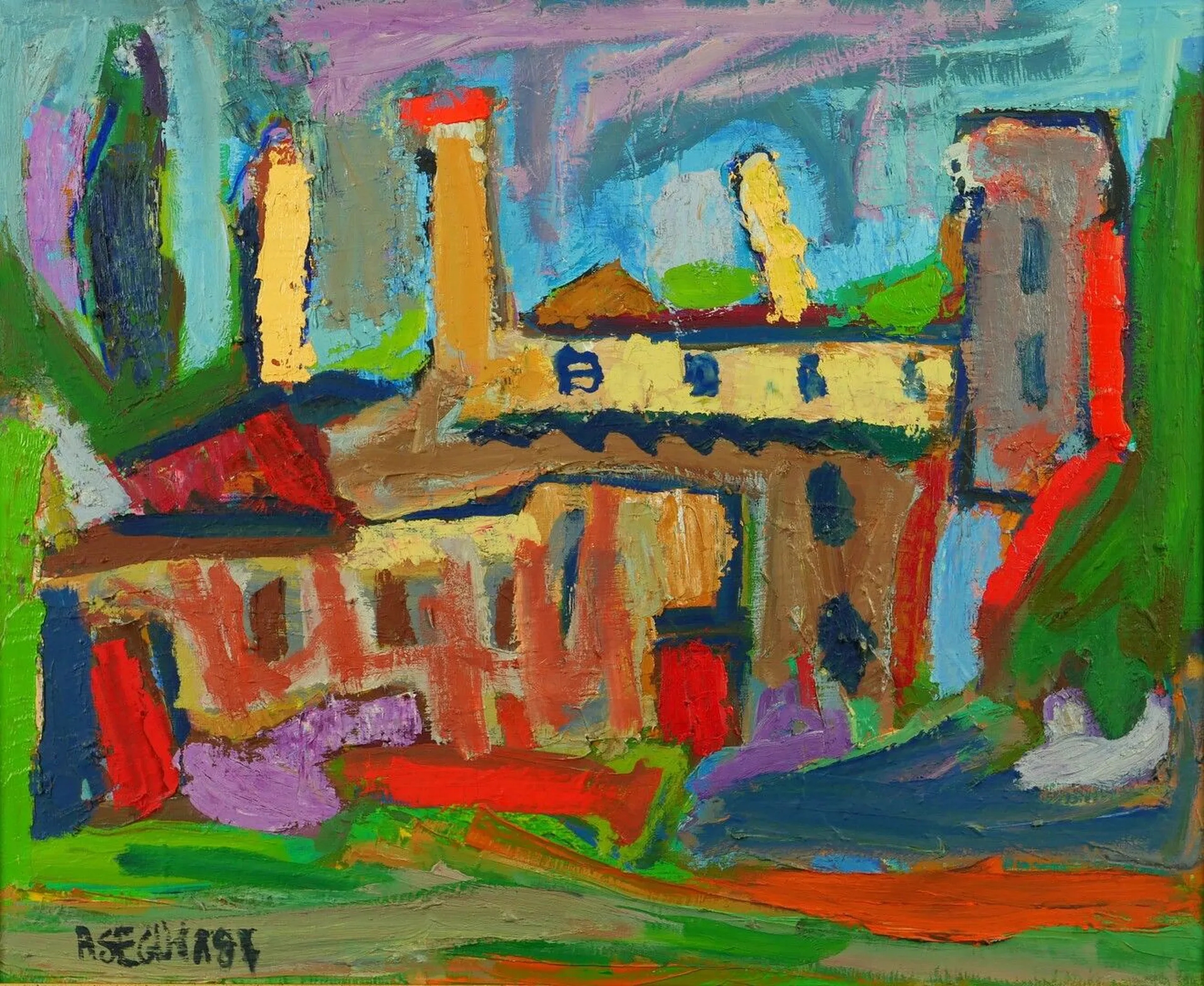 Artwork by Adrien Seguin, Maisons, Made of oil on canvas