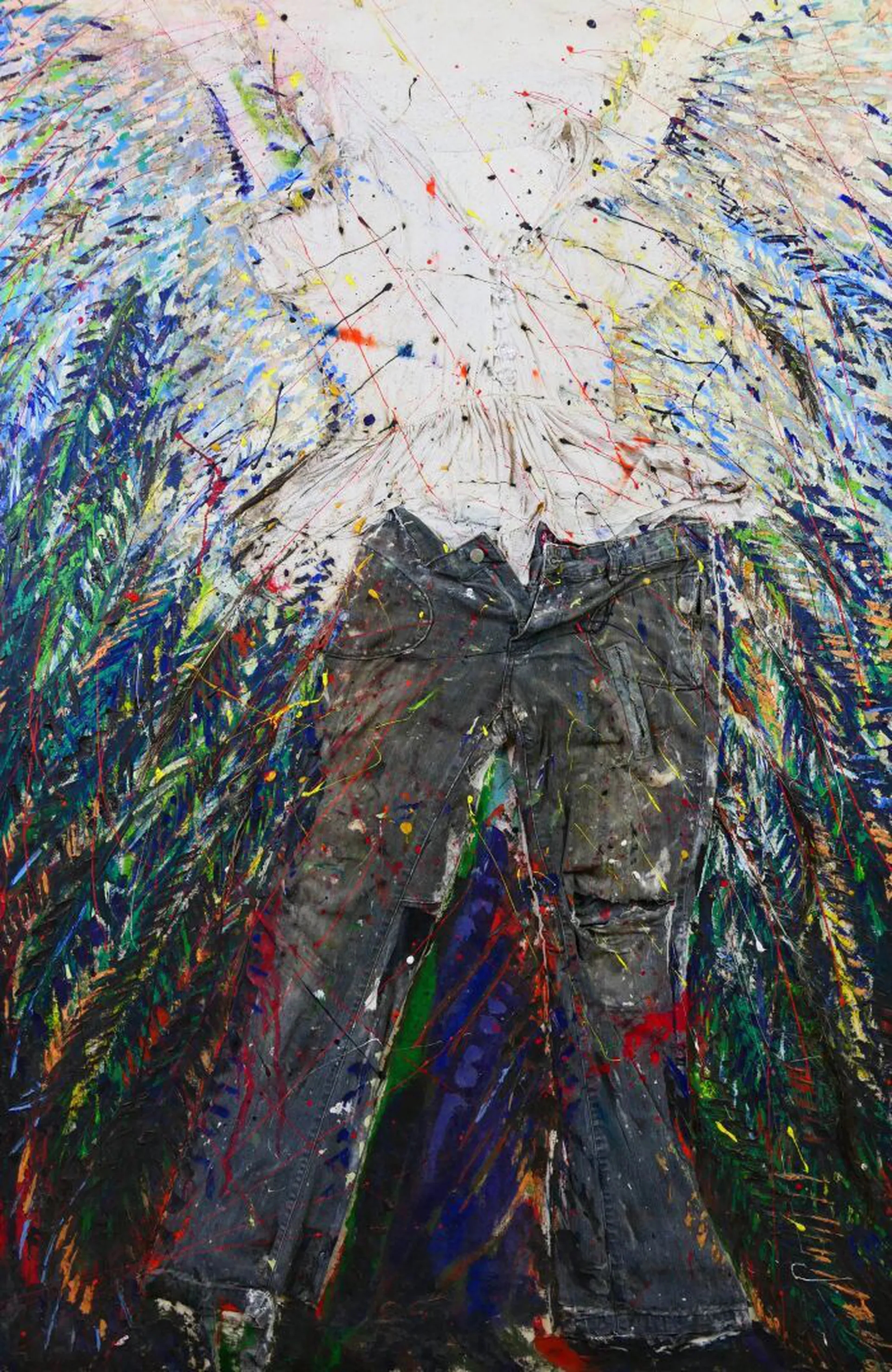 Artwork by Peggy Viallat-Langlois, Composition, Made of Oil and clothes on canvas