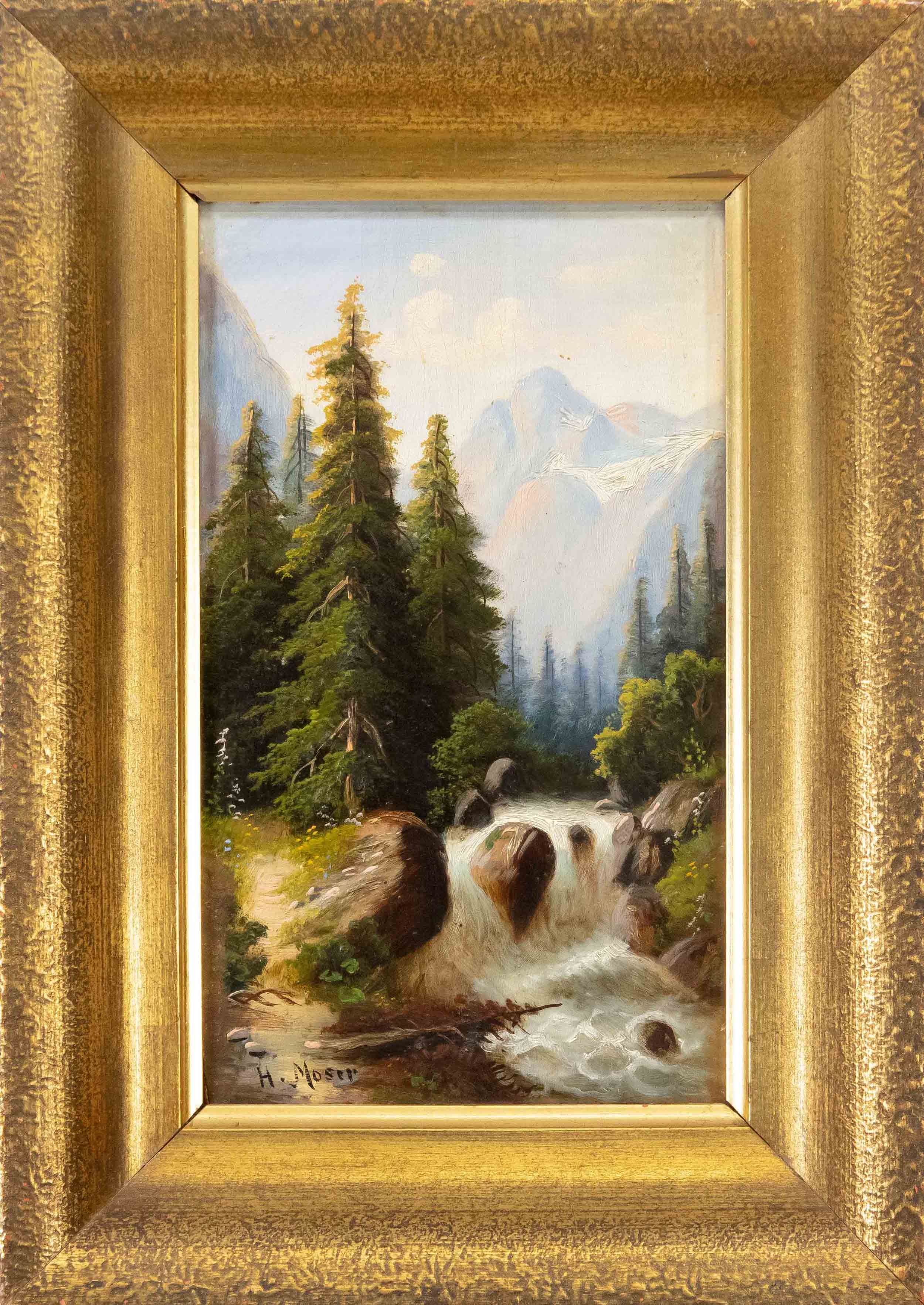 Anton Pick | Pair of Alpine landscapes with waterfall | MutualArt