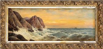 Surf on a rocky coast in the evening light - G. Berlau