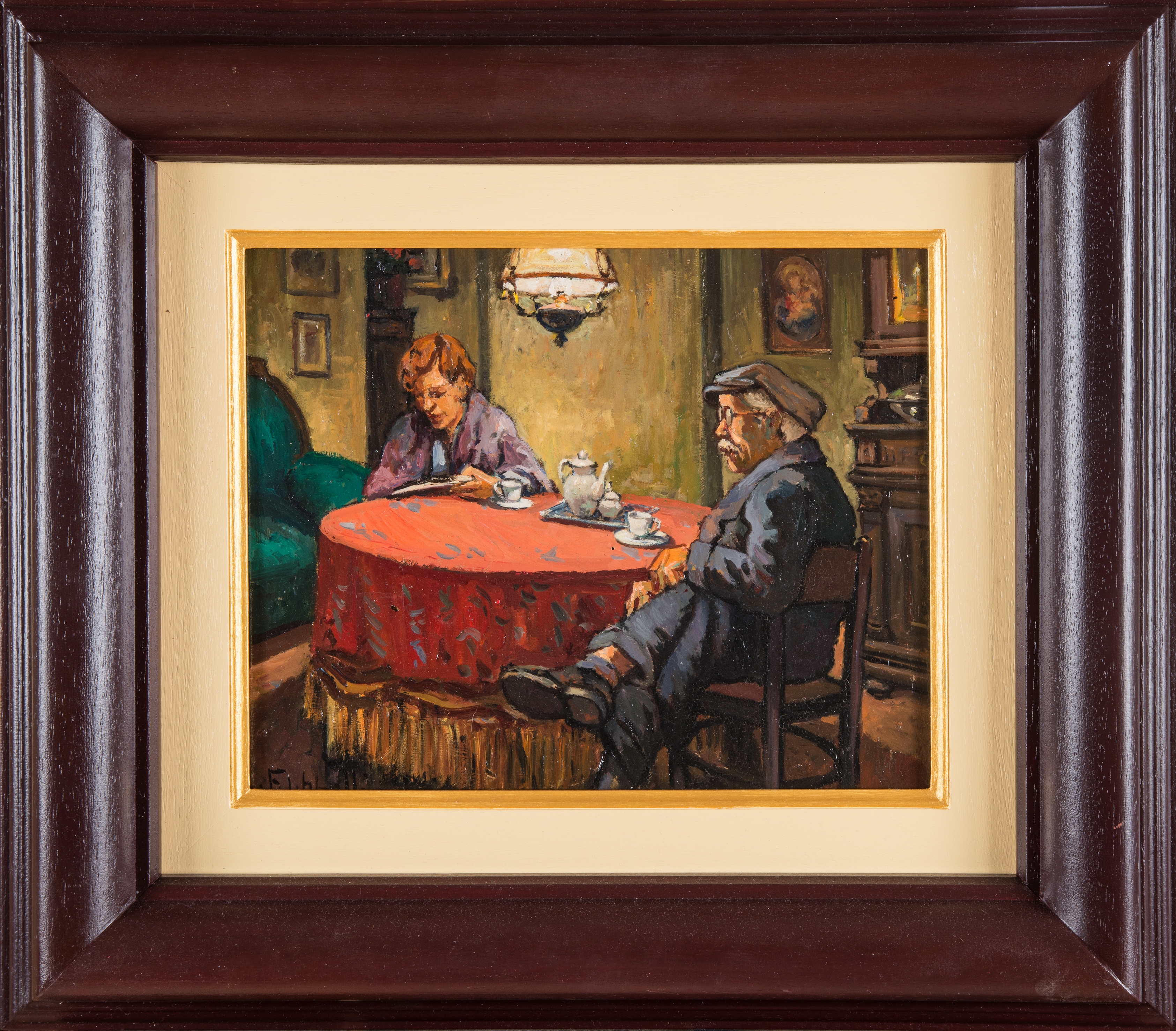 Artwork by Cafiero Filippelli, SCENA D'INTERNO, Made of Oil on panel