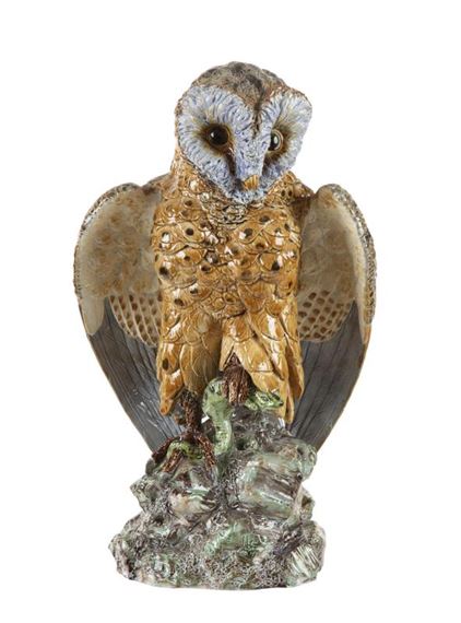 Hugo Lonitz | PRUSSIAN MAJOLICA OWL STATUE | MutualArt