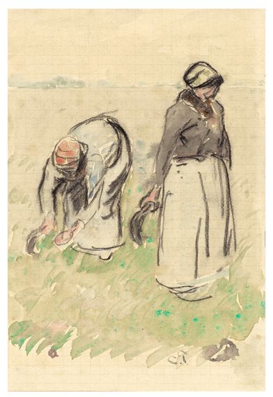 Paysannes à l'Herbe by Camille Pissarro, Executed circa 1890