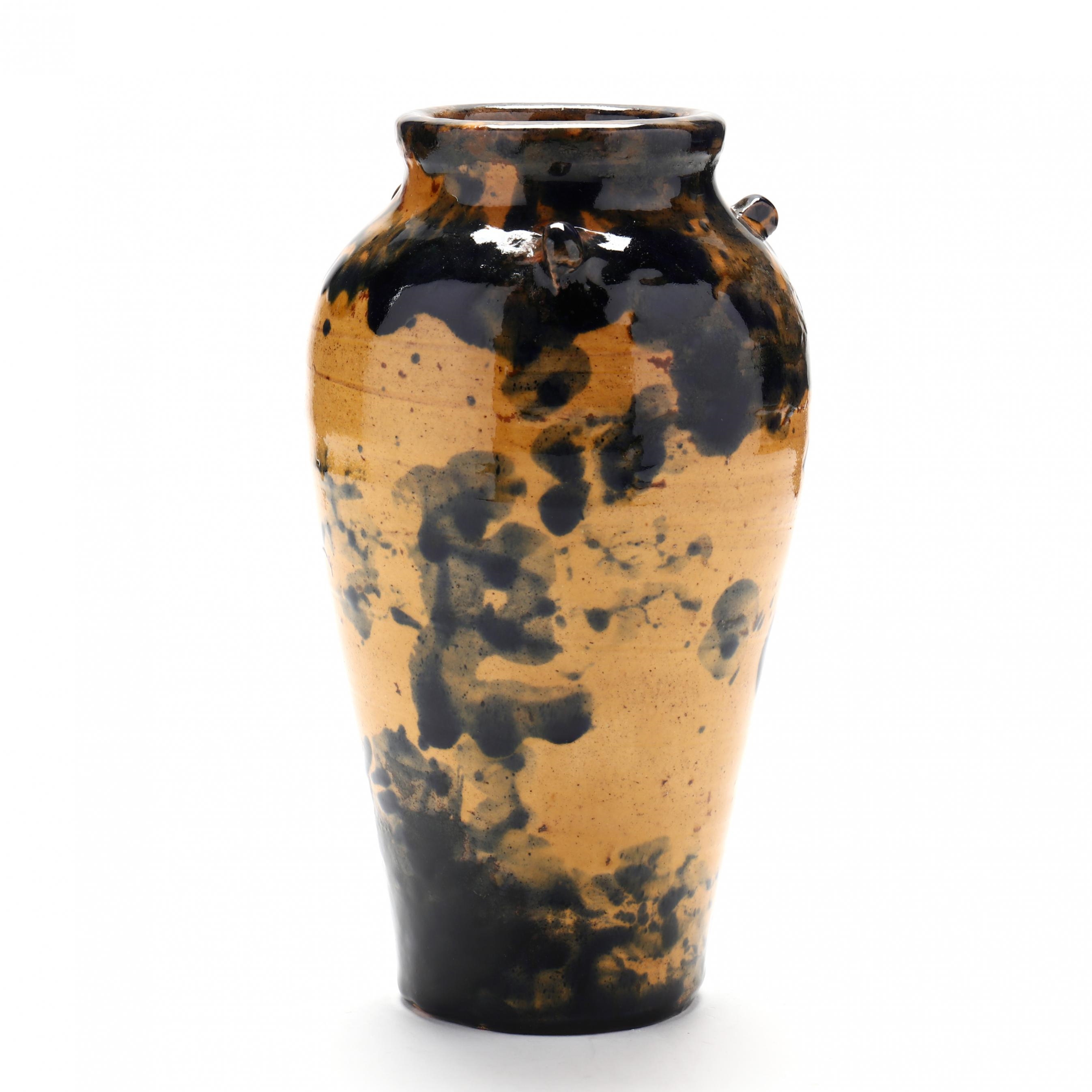 Artwork by Auman Pottery, Pinch Handle Vase, Made of lead glazed earthenware