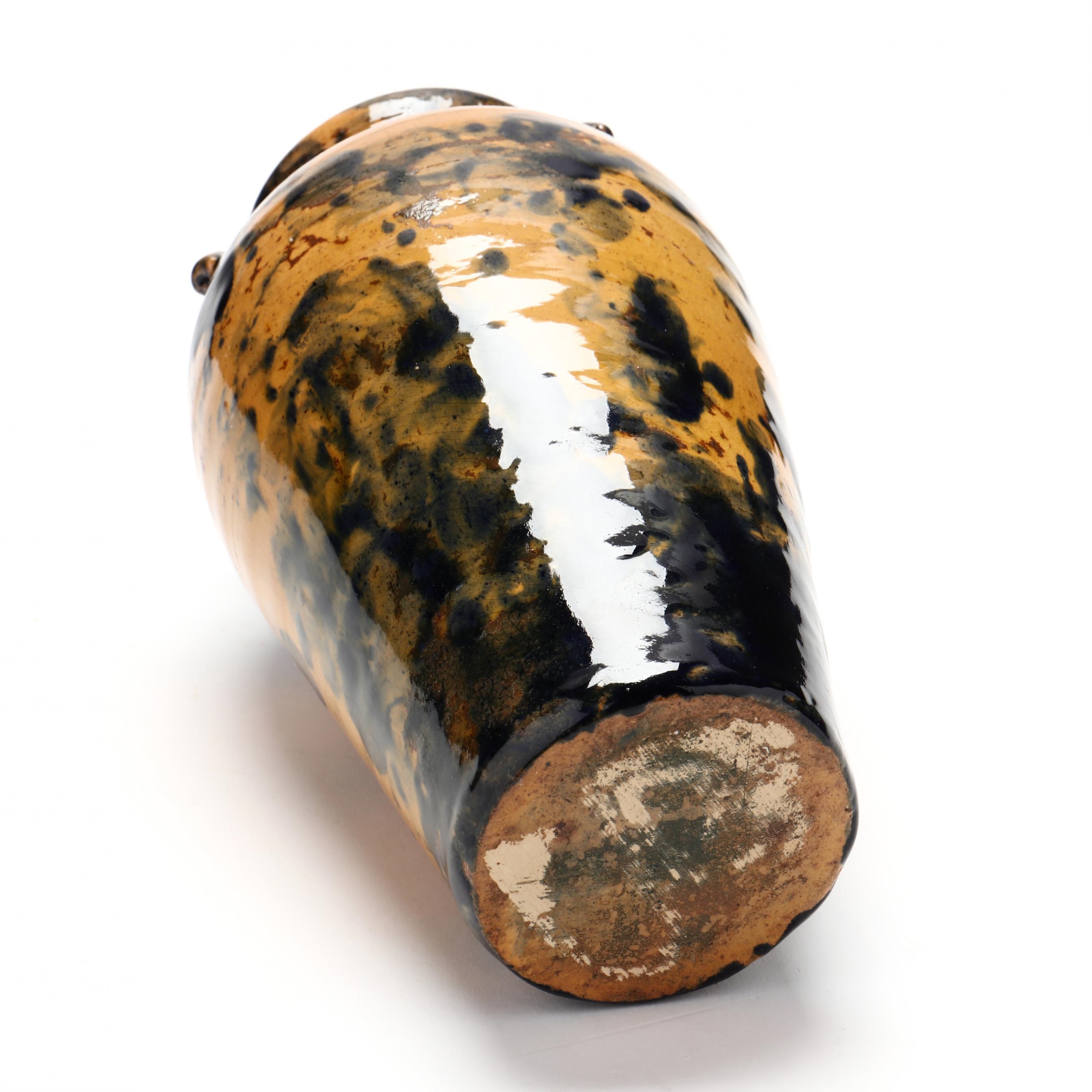 Artwork by Auman Pottery, Pinch Handle Vase, Made of lead glazed earthenware