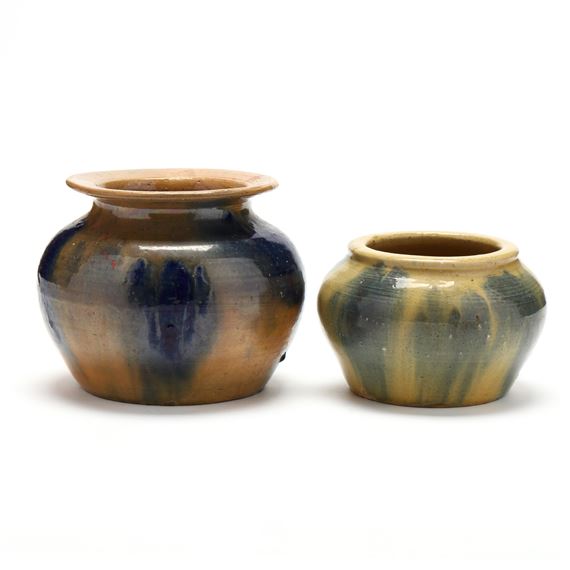 Two Low Vases by Auman Pottery