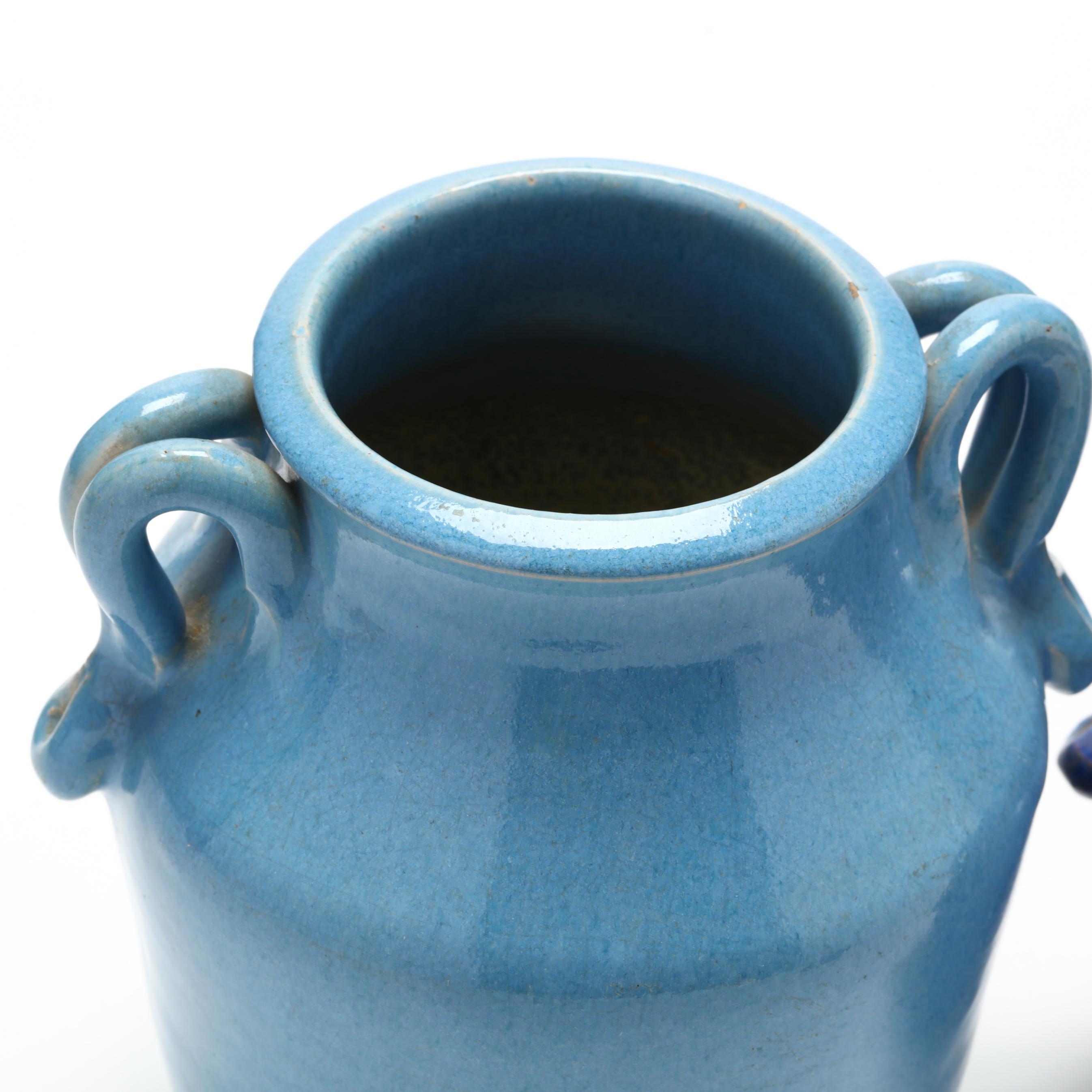 Cole Pottery | Two Ribbon Handled Vases | MutualArt
