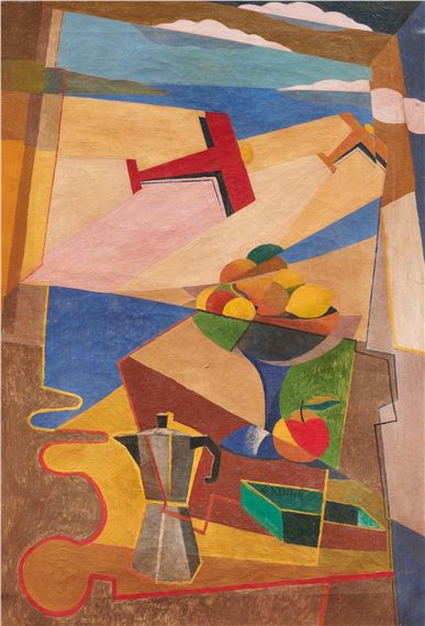 Finestra con natura morta ed aerei caproni by Giulio d’Anna, Painted circa 1934-1935