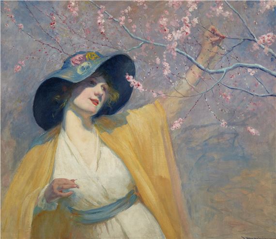 Picking Cherry Blossoms by Jean Mannheim, Painted circa 1925
