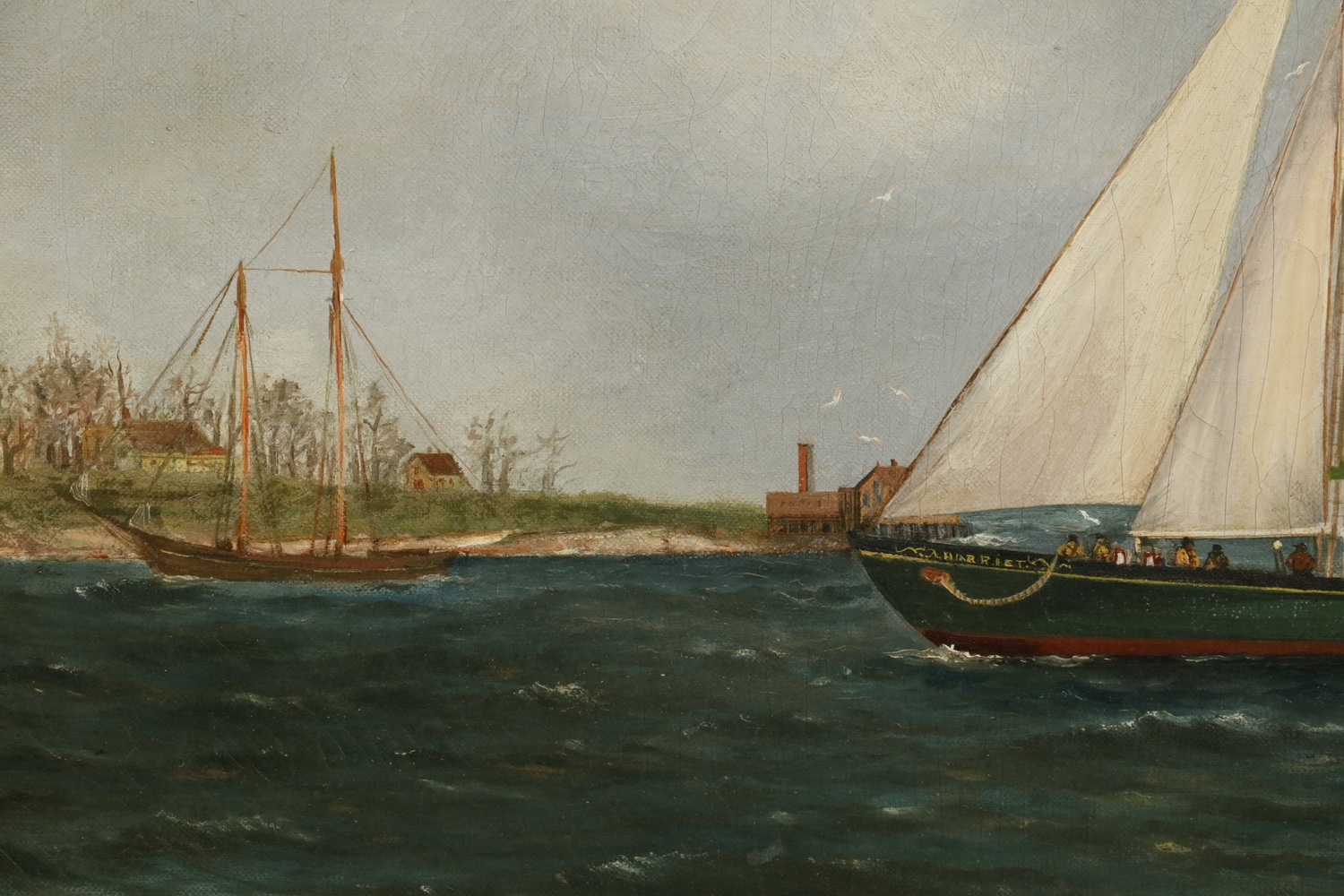 Artwork by Edward A. Harvey, Two Mast Schooner "Harriet", Made of oil on canvas