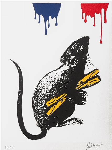 Blek Le Rat | Golden Rat (on black background) (2020) | MutualArt