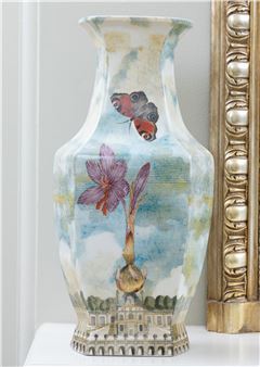 handpainted hexagonal baluster vase - John Derian