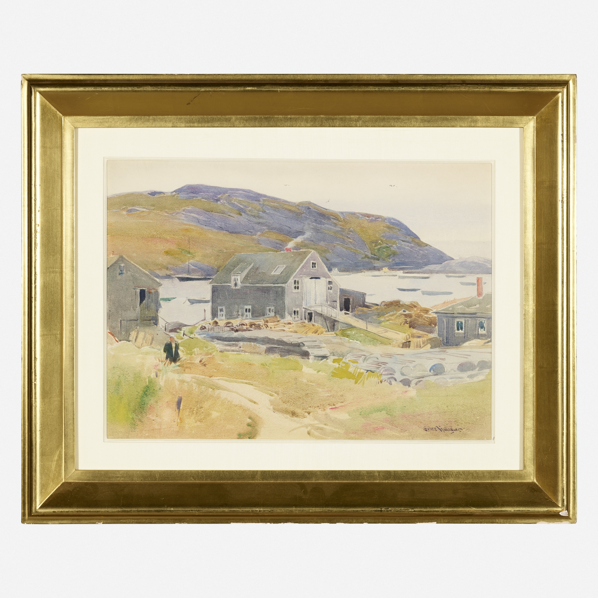 Artwork by Sears Gallagher, Lobster Shack, Monhegan, Maine, Made of watercolor on paper