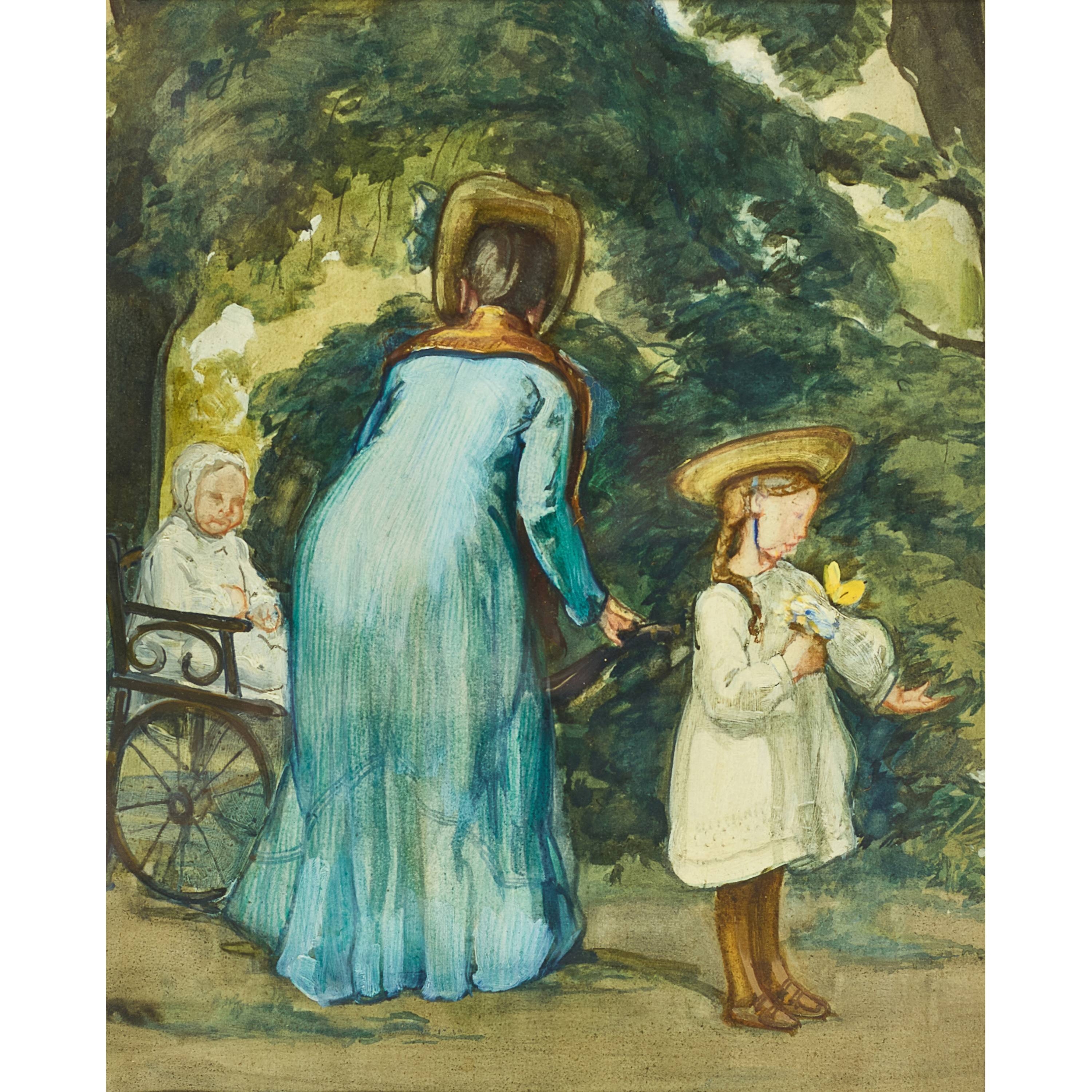 Artwork by Karl Itschner, Der Sonntagsausflug, Made of Watercolor, pencil and oil on cardboard