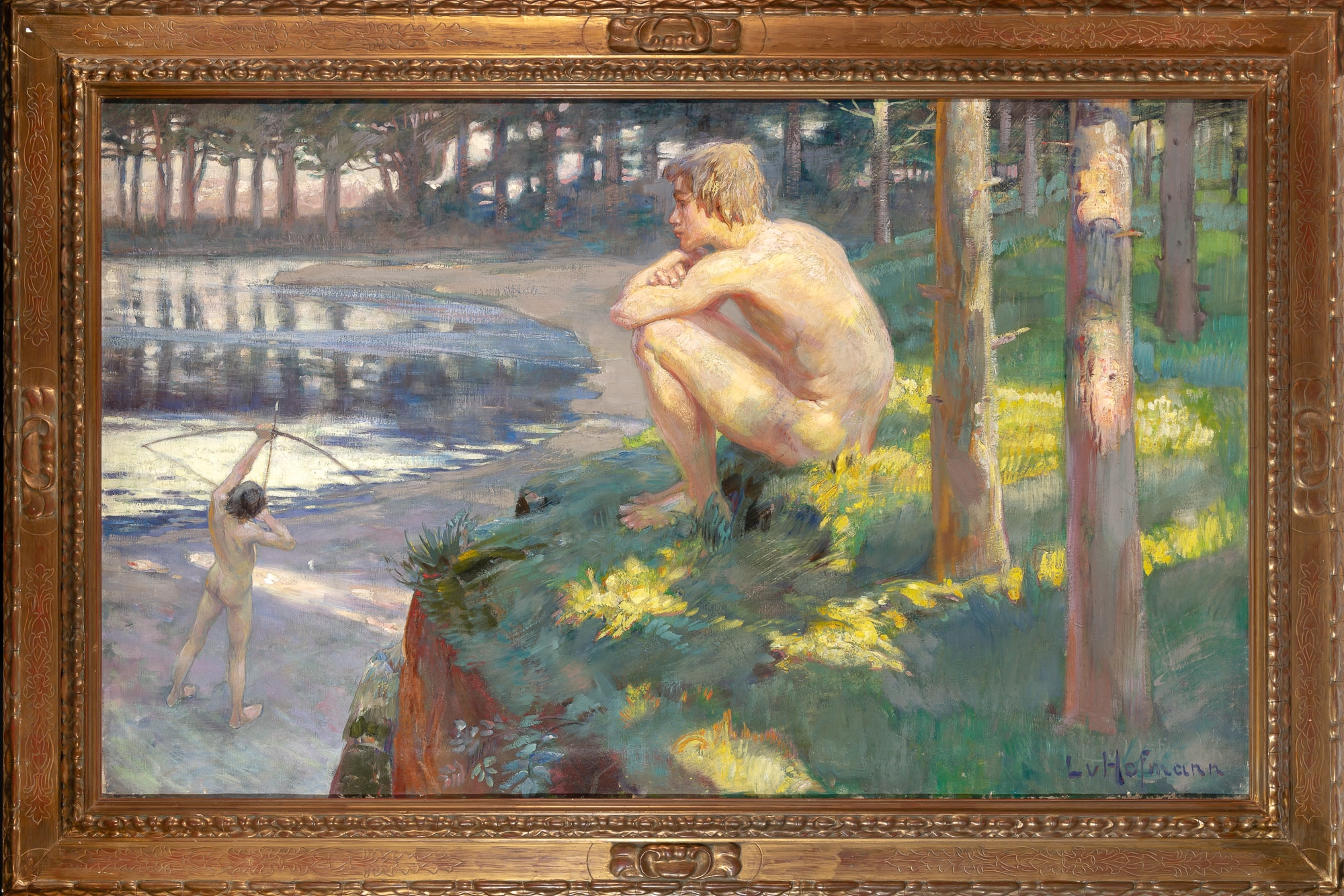 Artwork by Ludwig von Hofmann, Urmenschen (Primitive Man), Made of Oil on canvas