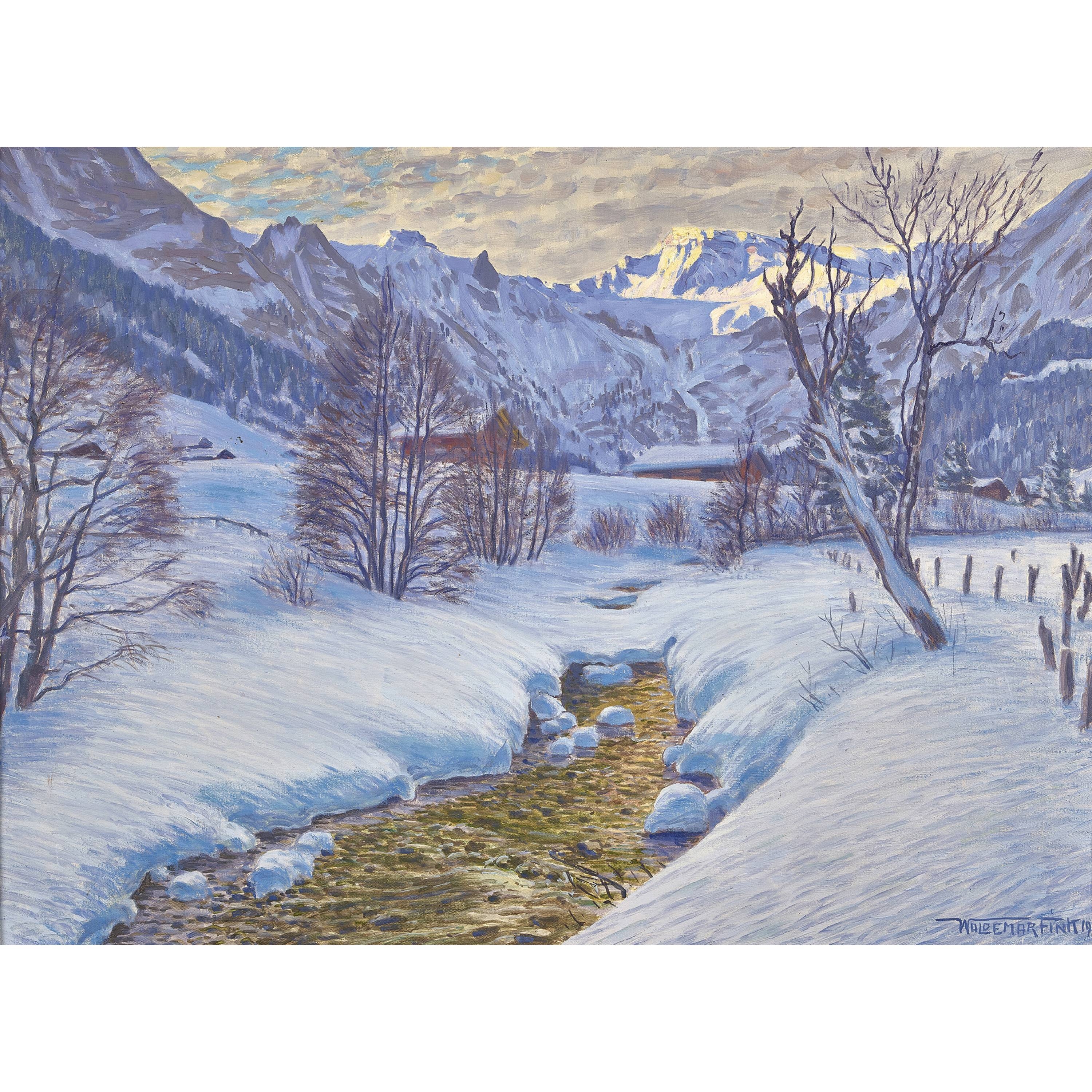 Wintermorgen am Engstligbach by Waldemar Fink, 1946