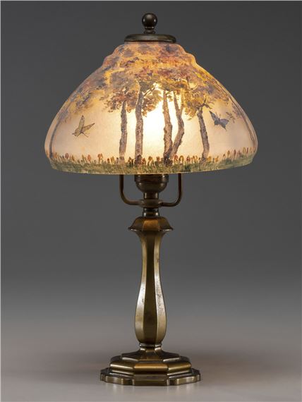 Reverse-Painted Boudoir Table Lamp by Pairpoint Glass Company, Early 20th Century