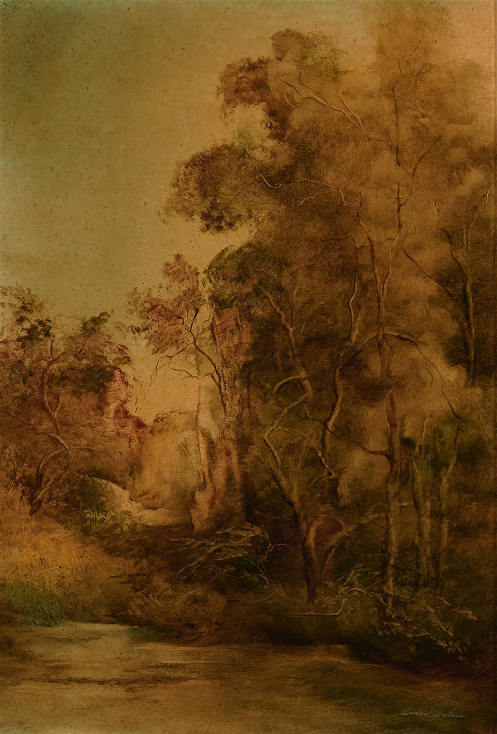 Artwork by Norman Robins, Waters Edge, Made of oil on board