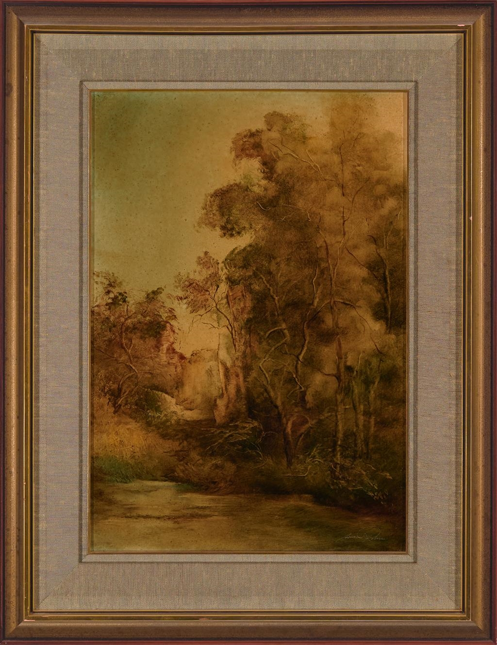 Artwork by Norman Robins, Waters Edge, Made of oil on board