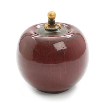 A Royal Copenhagen stoneware lid jar with oxblood glaze and bronze lid - Carl Halier