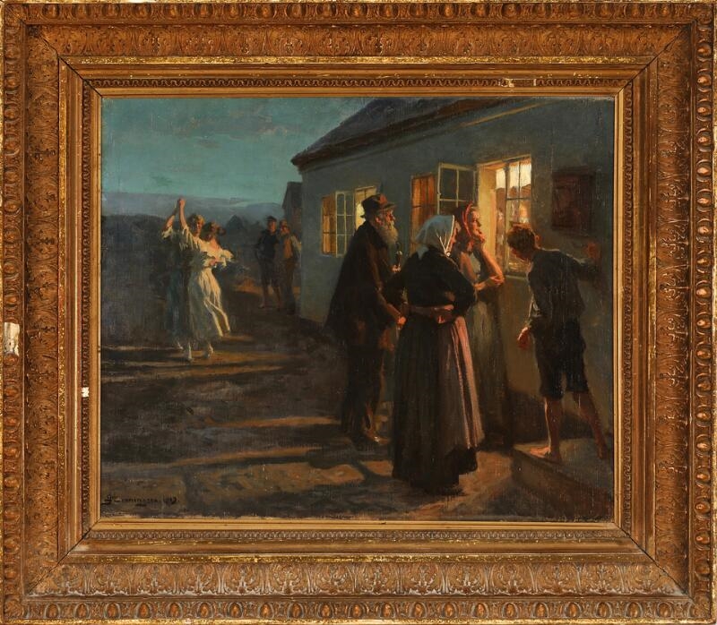 Erik Ludvig Henningsen | Summer evening outside the inn (1919) | MutualArt