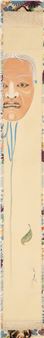 A JAPANESE HANGING SCROLL OF A NOH MASK BY FUKUNAGA KOBI (1872 - 1934). - Fukunaga Kobi