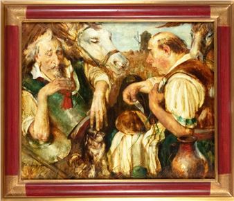 Two peasants having a snack - Sergey Mikhailovich Shulga