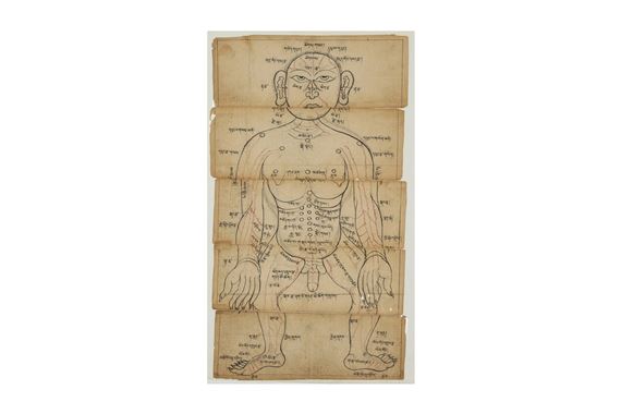 A MONGOLIAN ANATOMICAL DIAGRAM. by Mongolian School, 19th Century
