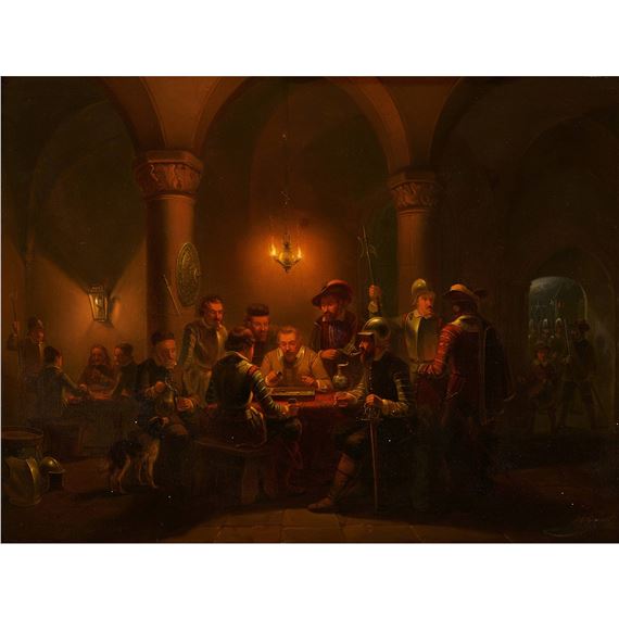 Interieur mit Soldaten beim Brettspiel by Pieter Geerard Sjamaar