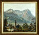Partenkirchen - Blick über St. Anton auf das Zugspitzmassiv by Louis Wöhner