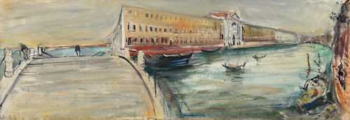 Hospital in Venice with bridge by Willy Leopold Guggenheim Varlin, 1954