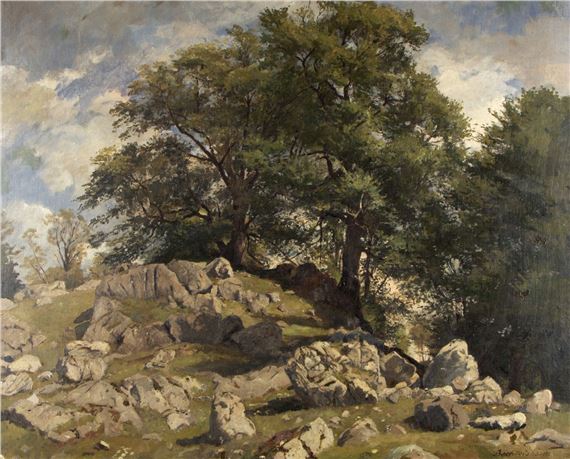 Bäume auf einem felsigen Hügel by Gustav von Bechtolsheim