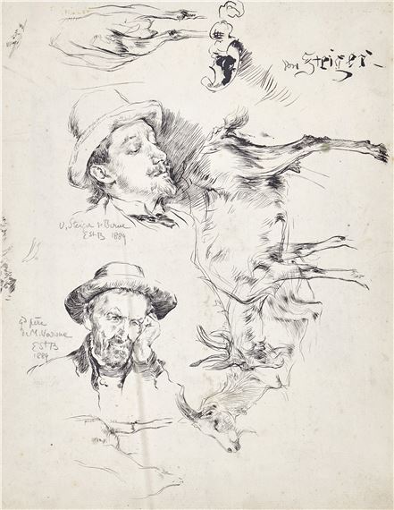 Von Steiger de Berne, grand-père de M. Varone, chèvres by Ernest Biéler, 1889